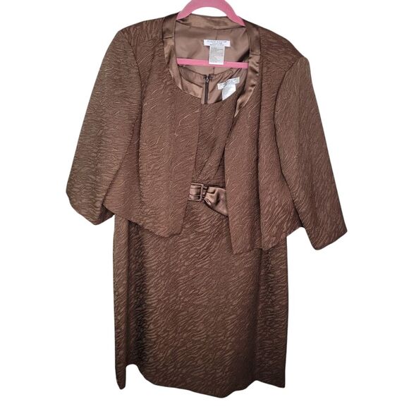 Plaza South Collection 2 piece Brown Textured dress size 20WP - Picture 1 of 7